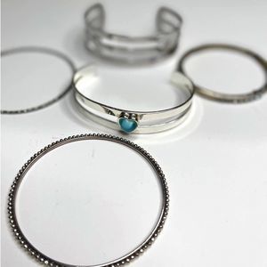 Silver Tones Vintage‎ Bangle Bracelet lot Bundle